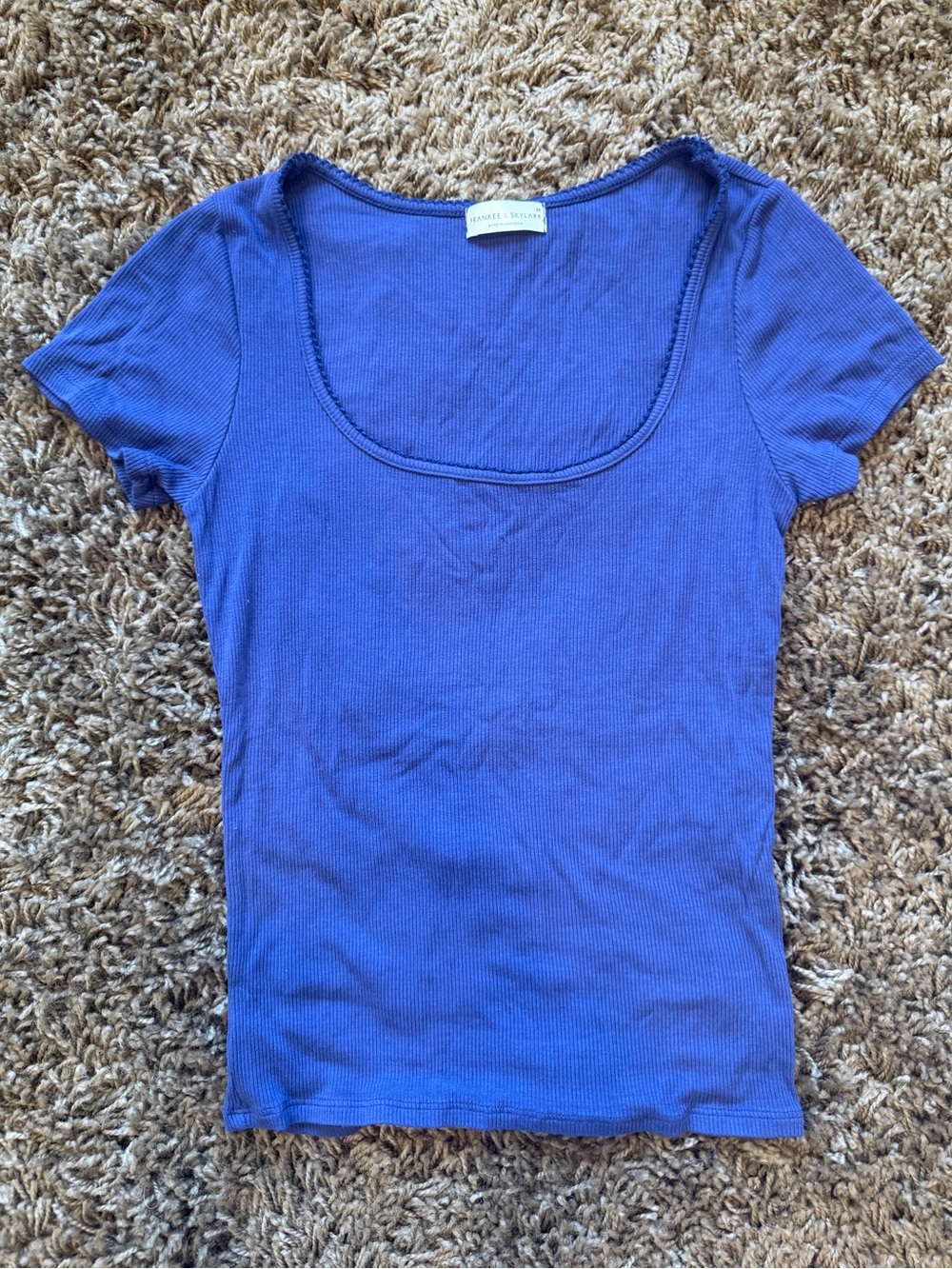 Frankee & Skylarr Blue Ribbed Top Sz M